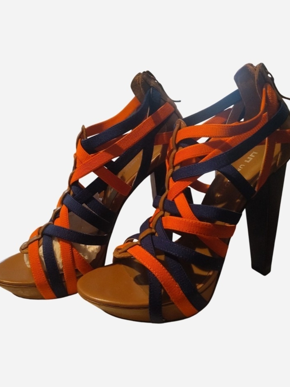 United Nude Navy and Orange Crisscross High Heel Sandals